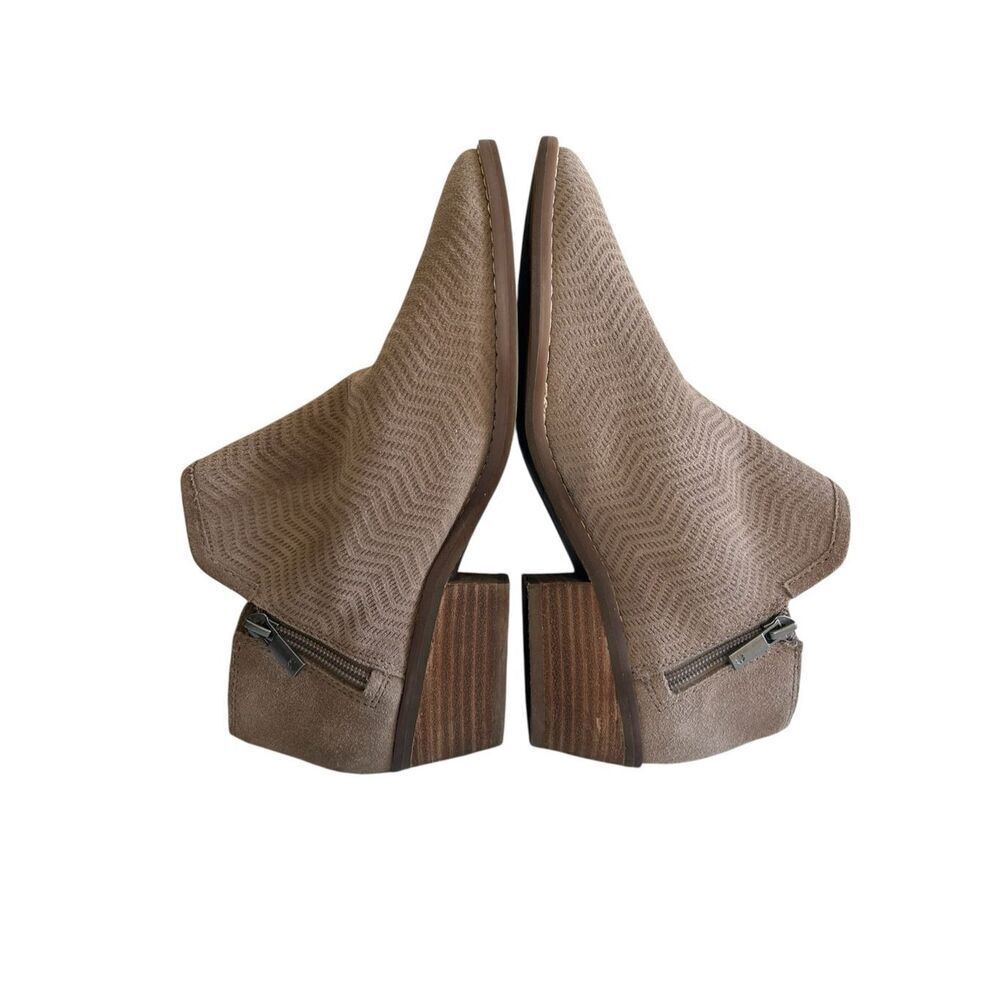 Lucky Brand LP-Farel Women’s Ankle Boots 8.5M Taupe Suede Block Heel Booties Zip